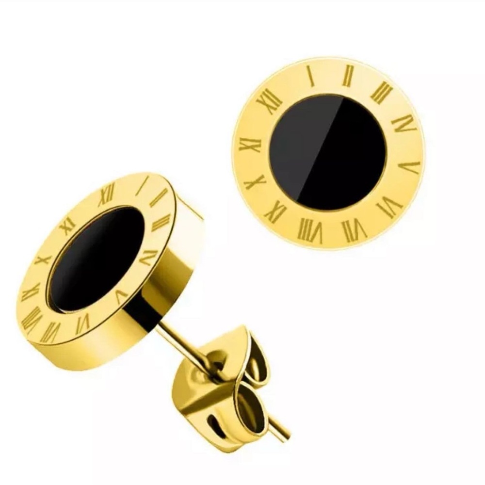 Gold Plated Stainless Steel Double Sided Roman Numerals 3 Piece Set - Picture 9 of 9